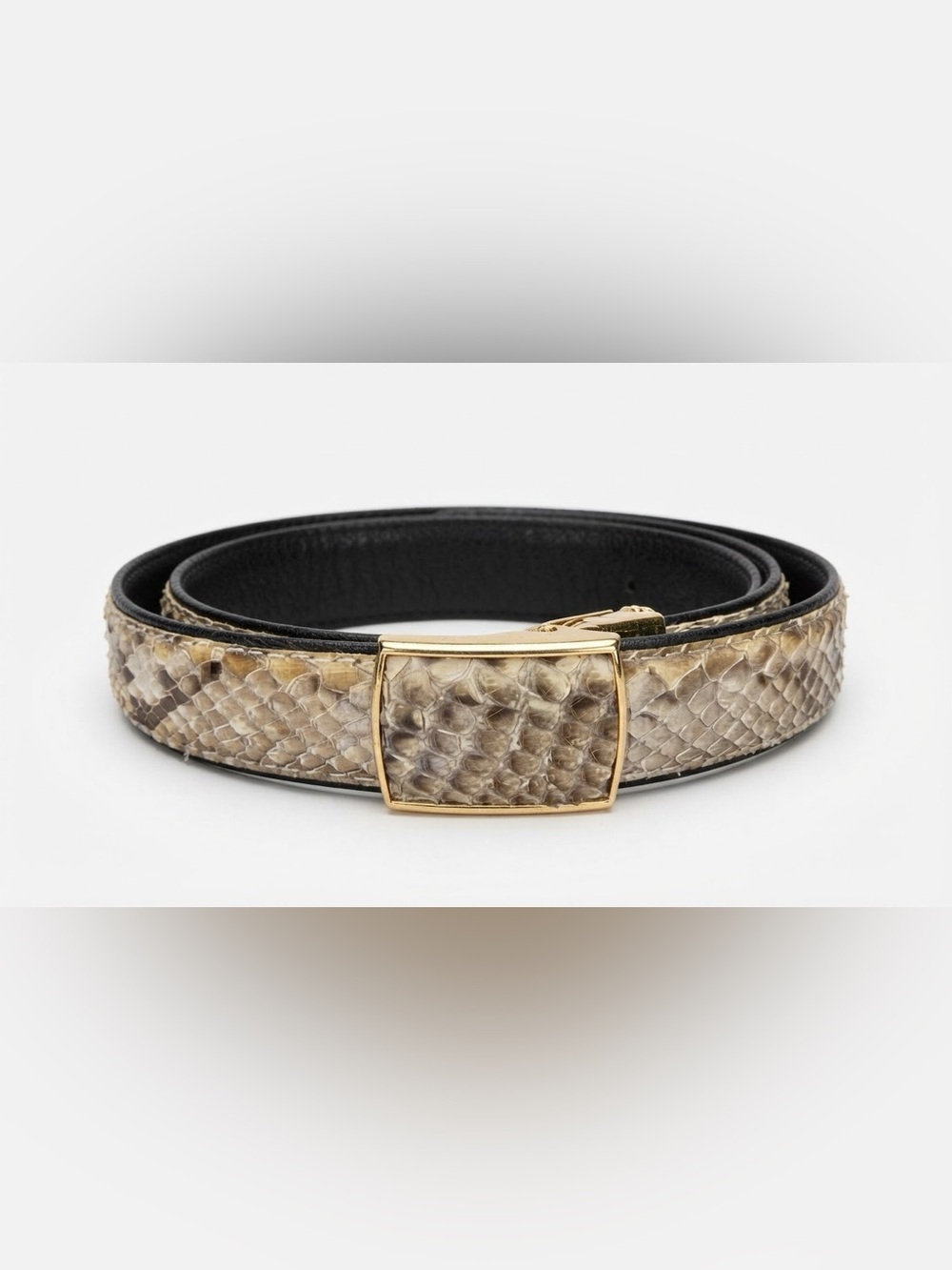 Vintage Large Women’s Genuine Snakeskin Belt Brass Buckle